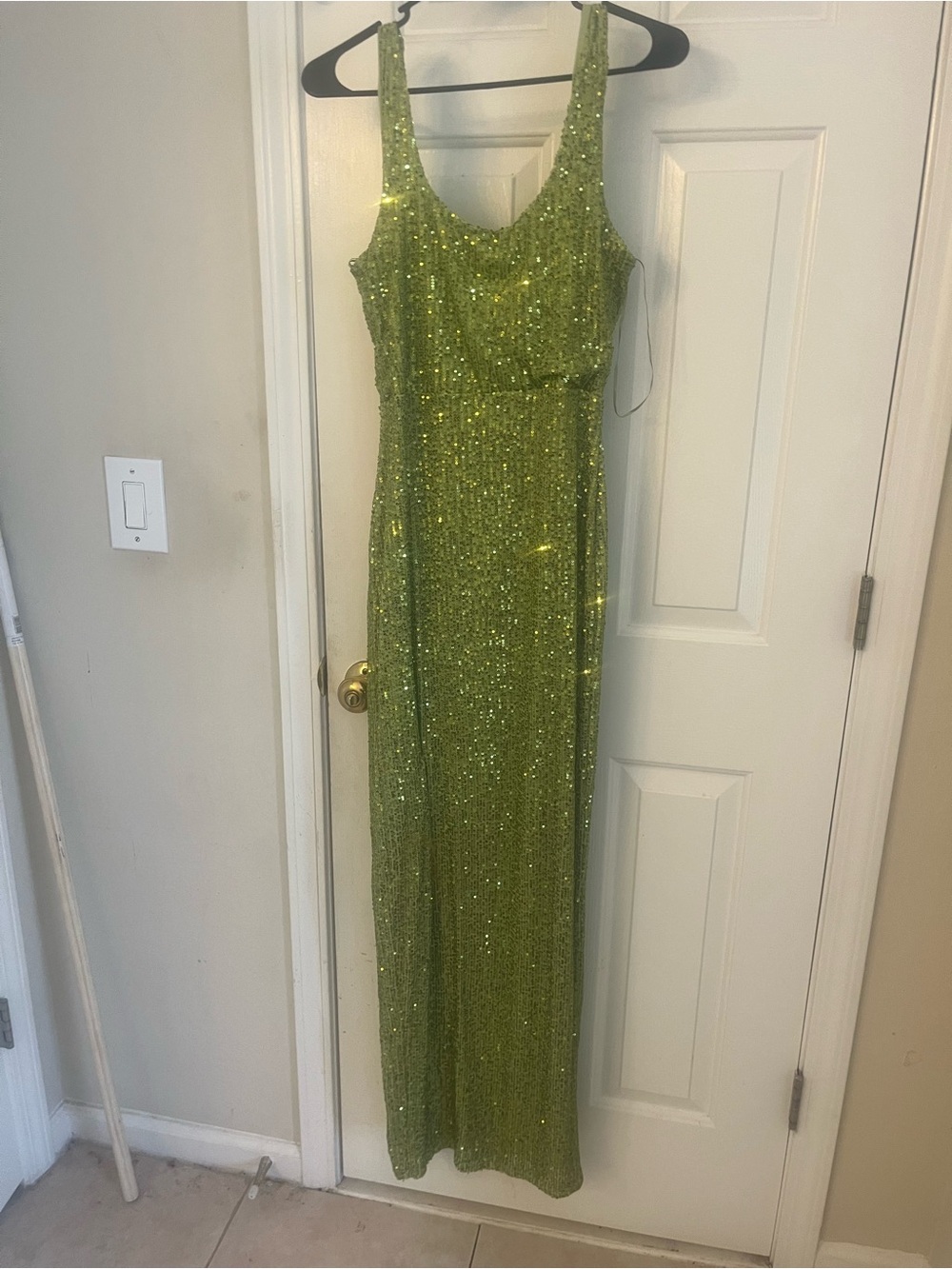 Fashion Nova Olive Green Sequin Maxi Dress - Picture 2 of 7